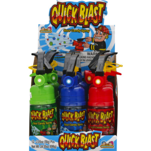 Quick Blast Candy Spray, Sour, Blue Raspberry Blast, Cherry Splash, Green Apple Burst