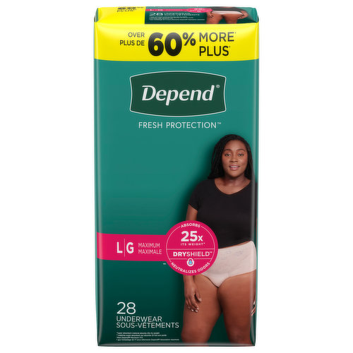 Depend Underwear, Maximum, Large