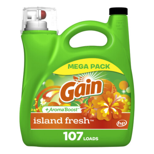 Gain Laundry Detergent, Island Fresh, 107 Loads, 154 oz