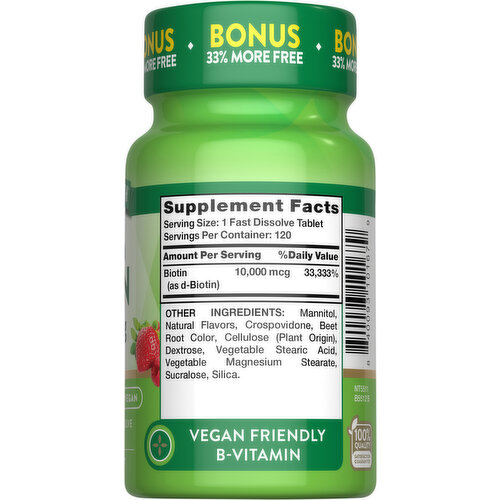 Nature's Truth Fast Dissolve Tablets Maximum Natural Berry Flavor 10000 mcg Biotin