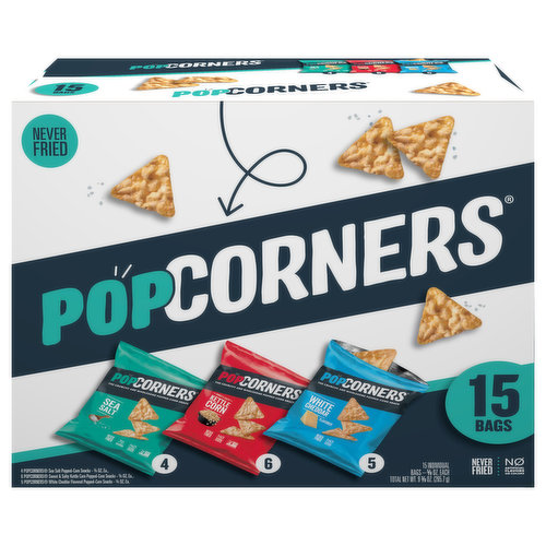 PopCorners Corn Snacks, Sea Salt, Kettle Corn, White Cheddar