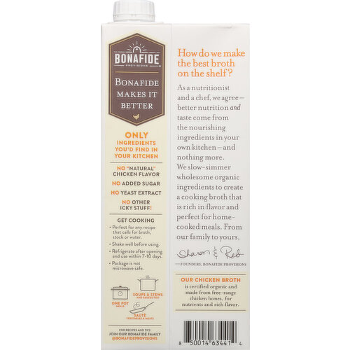 Bonafide Provisions Chicken Broth, Organic, No Salt Added