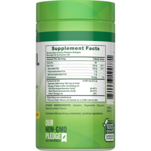 Nature's Truth Fish Oil 2,400mg (per 2) Lemon Flavor 100+20 SG