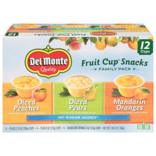Del Monte Fruit Cup Snacks, Assorted, Family Pack
