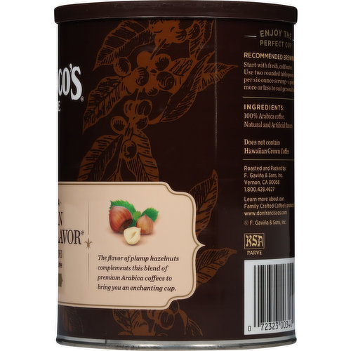 Don Francisco's Coffee, 100% Arabica, Medium Roast, Hawaiian Hazelnut Flavor