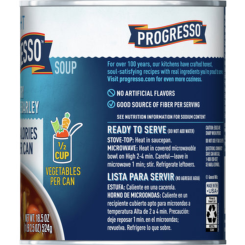 Vegetable Progresso Soup, Light , Savory Vegetable Barley