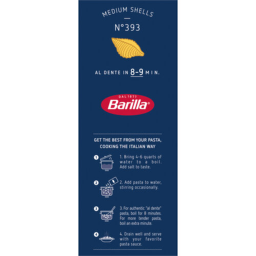 Barilla Medium Shells - Non-GMO Pasta Made with Durum Wheat Semolina & Kosher Certified Pasta