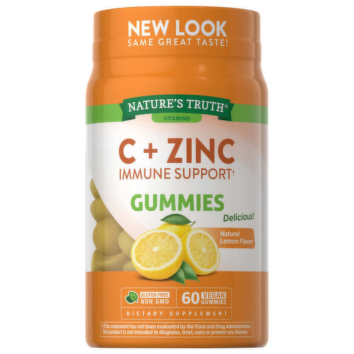 Nature's Truth C+ Zinc Immune Support, Gummies, Natural Lemon Flavor