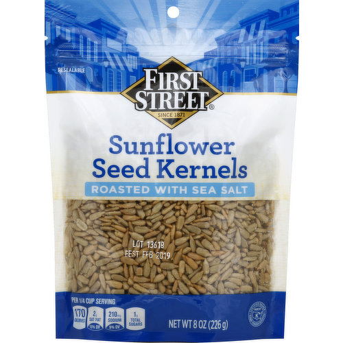 First Street Sunflower Seed Kernels, Roasted with Sea Salt