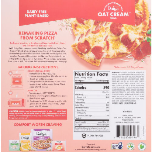 Daiya Pizza, Gluten-Free, Thin Crust, Meatless Pepperoni