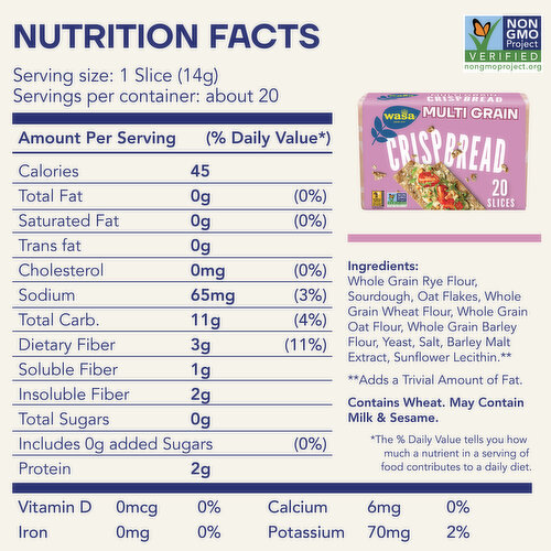 Wasa Multi Grain Crispbread - Multigrain Crackers, Non-GMO Ingredients, Fat Free