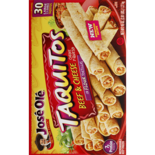 Jose Ole Taquitos, Beef & Cheese, Large