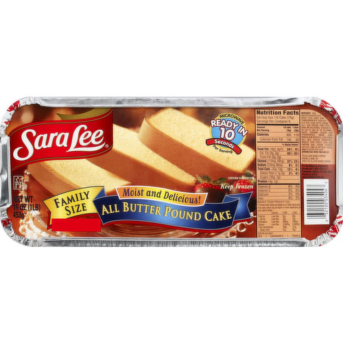 Sara Lee Pound Cake, All Butter, Family Size - Smart & Final