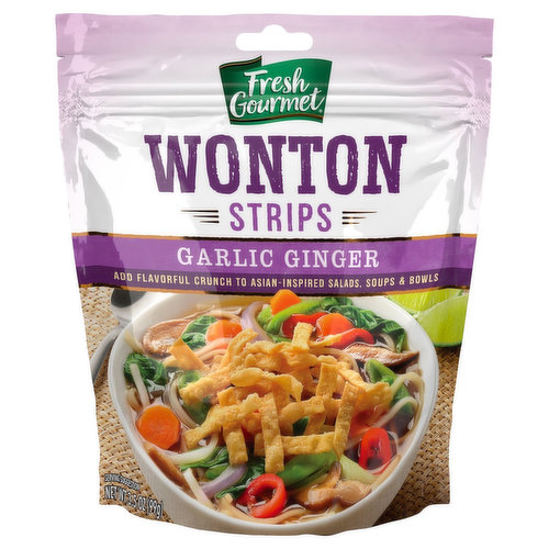 Fresh Gourmet Wonton Strips, Garlic Ginger