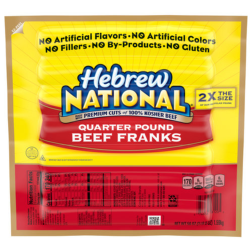 Hebrew National Beef Franks, Quarter Pound