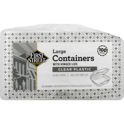 First Street Containers, Clear Plastic, Large
