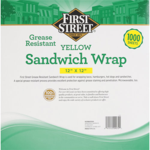 First Street Sandwich Wrap, Yellow
