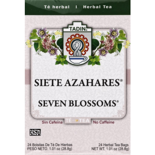 Tadin Herbal Tea, Seven Blossoms, No Caffeine, Bags
