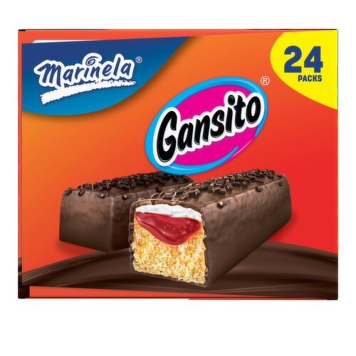 Marinela Strawberry Chocolate Flavored Covered Filled Snack Cake, 24 packs, (1 ct each), 42.24 lbs  Case