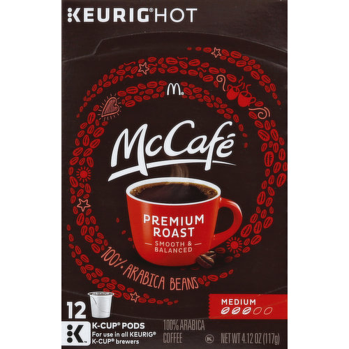 MC CAFE Coffee, Premium Roast, Smooth & Balanced, Medium, K-Cup Pods