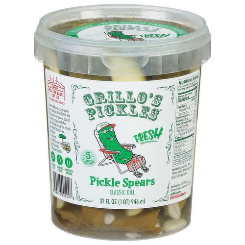 Grillo's Pickles Pickle Spears, Fresh, Classic Dill