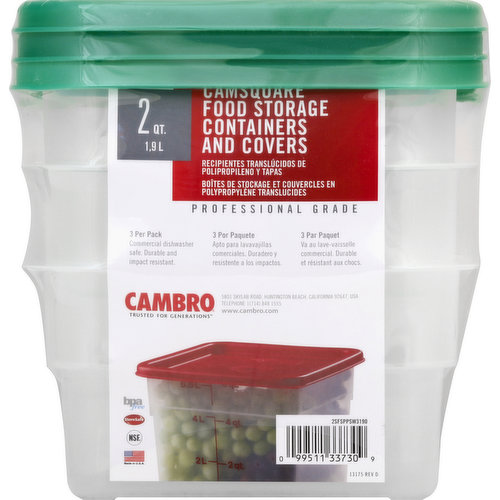 Cambro Food Storage, Containers and Covers, 2 Quarts