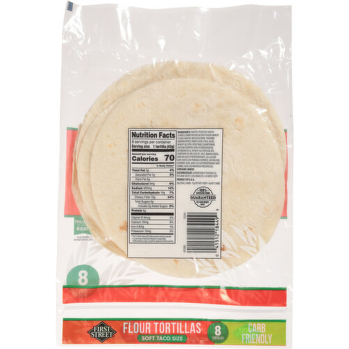 First Street Soft Taco Size Flour Tortillas