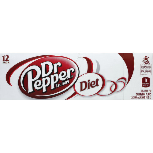Dr Pepper Soda, Diet, 12 Pack
