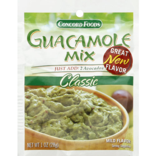 Concord Foods Guacamole Mix, Classic, Mild Flavor