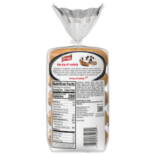 Sara Lee Blueberry Pre-sliced Bagels, 5 count, 16.7 oz