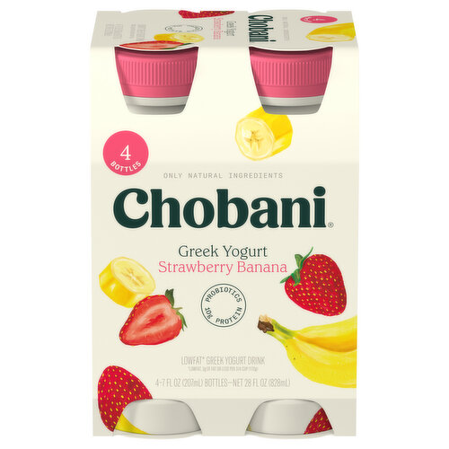 Chobani Yogurt Drink, Lowfat, Greek, Strawberry Banana
