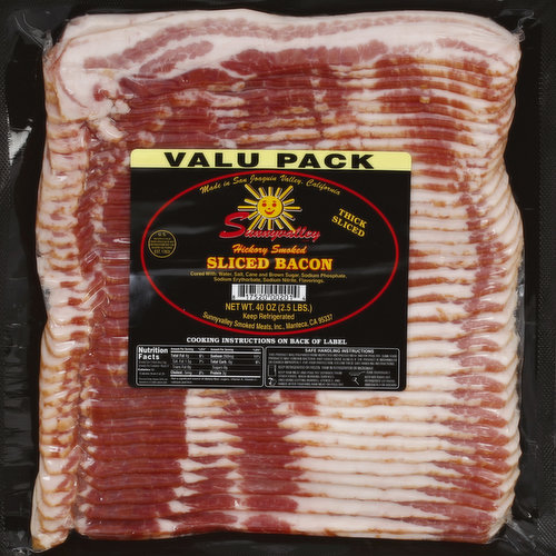 Sunnyvalley Bacon, Hickory Smoked, Thick Sliced, Valu Pack