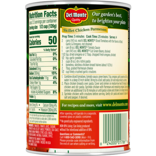 Del Monte Basil Garlic & Oregano Diced Tomatoes