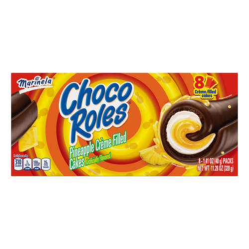 Marinela Marinela Choco Roles Pineapple and Crème Filled Snack Cakes, 8 count, 11.28 oz
