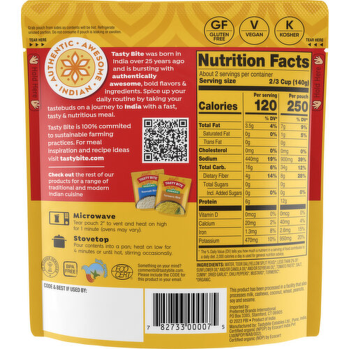 Tasty Bite Organic Mild Split Pea Turmeric Curry