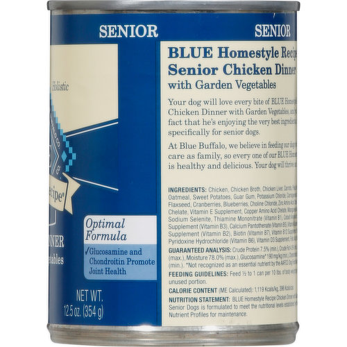 Blue Buffalo Dog Food, Chicken Dinner, Senior