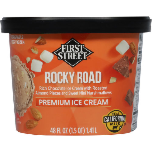 First Street Ice Cream, Premium, Rocky Road