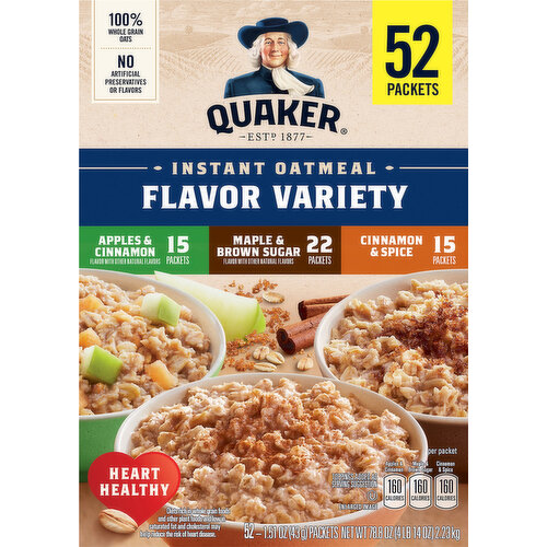 Quaker Flavor Variety Apples & Cinnamon/Maple & Brown Sugar/Cinnamon & Spice Instant Oatmeal