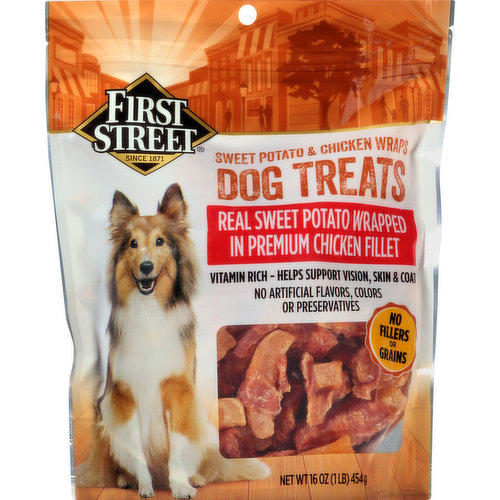 First Street Dog Treats, Sweet Potato & Chicken Wraps