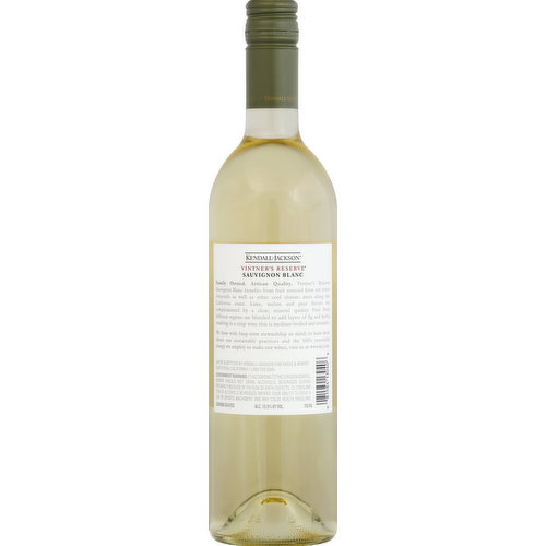Kendall-Jackson Sauvignon Blanc, Vintner's Reserve, 2017, California