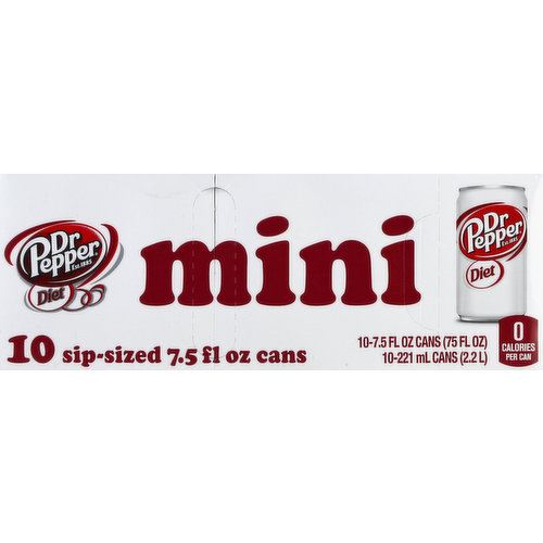 Dr Pepper Soda, Diet, Sip-Sized Cans