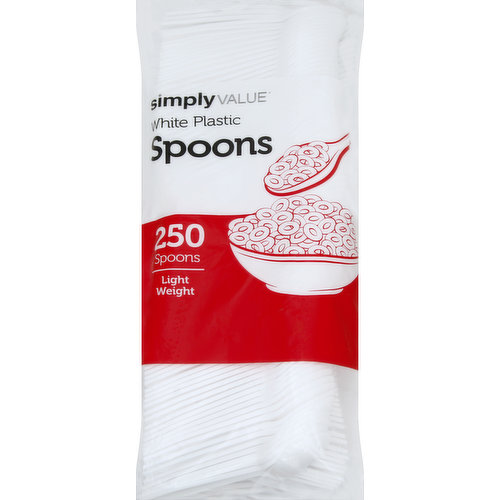 Simply Value Spoons, White, Plastic, Light Weight