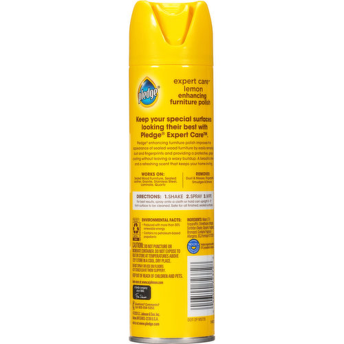 Pledge Furniture Spray, Lemon, Enhancing Polish