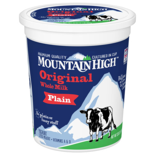 Mountain High Yoghurt, Whole Milk, Original, Plain