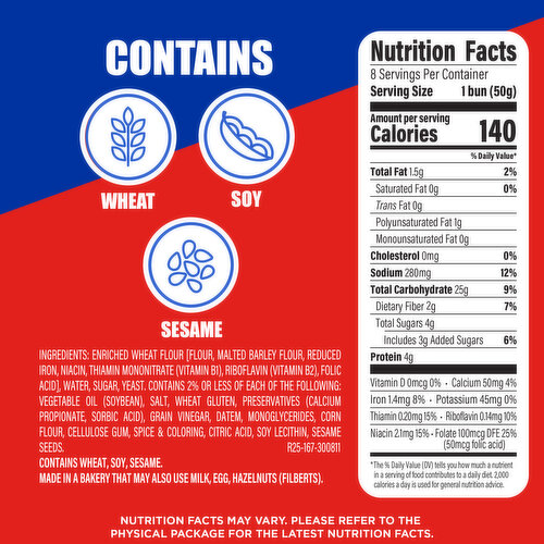 Ball Park White Hot Dog Buns, 8 count, 14 oz