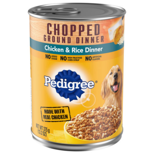 Pedigree Dog Food, Chicken & Rice Dinner, Chopped Ground Dinner