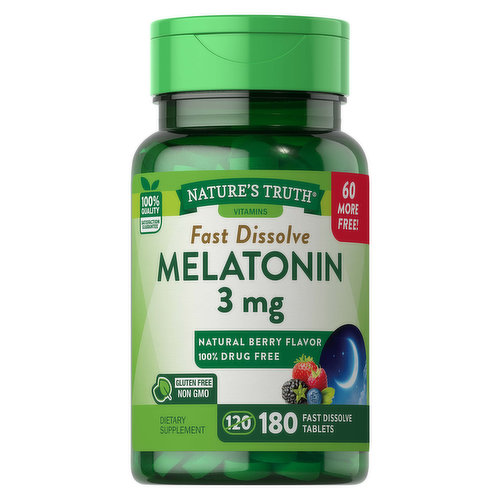 Nature's Truth Melatonin, 3 mg, Fast Dissolve Tablets, Natural Berry Flavor