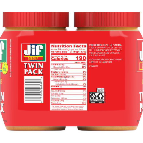 Jif Gluten Free Creamy Peanut Butter
