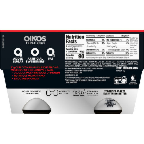 Oikos Triple Zero Nonfat Blended Greek Strawberry Flavored Yogurt