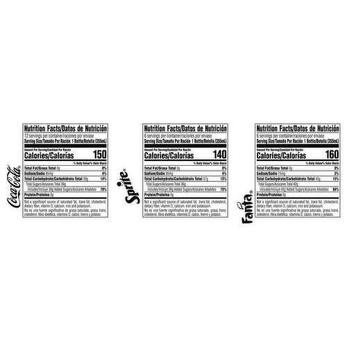 Coca-Cola Coca-Cola Mexican Coke Variety Fiesta Pack (Coke, Sprite, Fanta) Soda Soft Drinks, Cane Sugar, 12 oz
